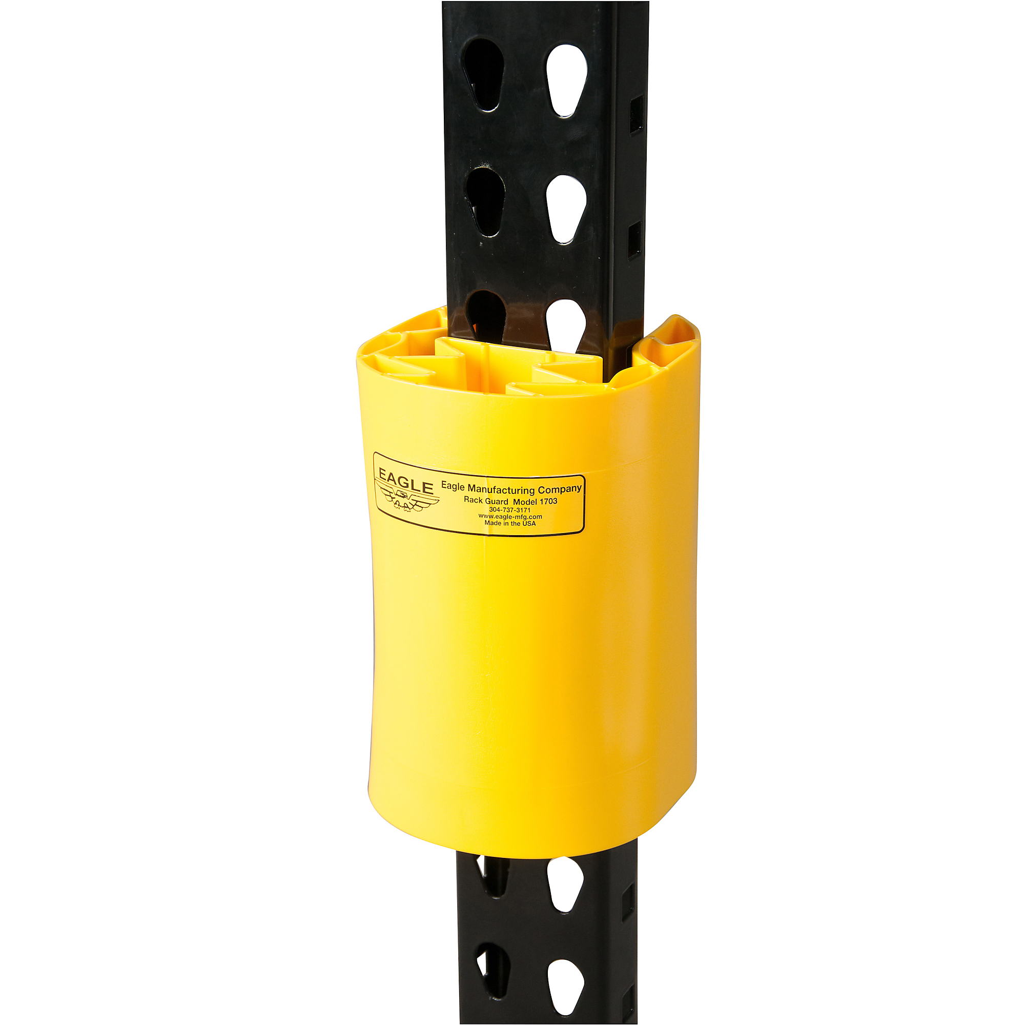 Eagle Rack Shelf Guard — 6in. x 5in. x 8in., Fits 3in. x 3in. Racking, Yellow HDPE, Model# 1703